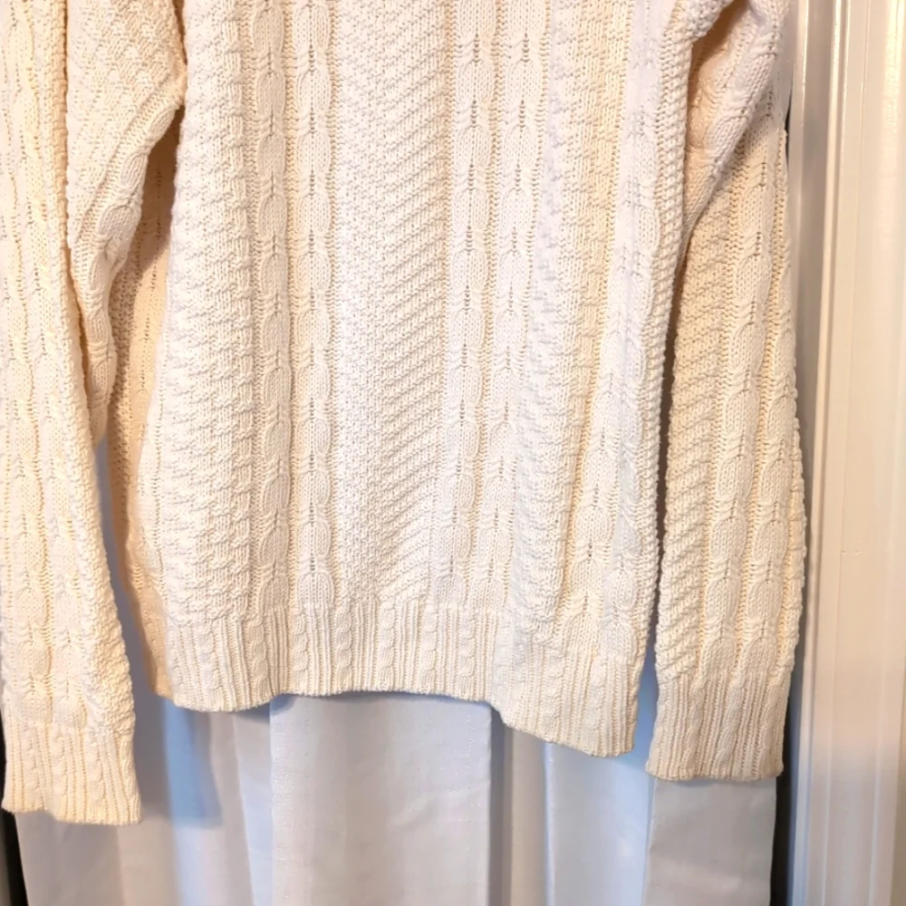 Hathaway Golf VTG Cotton‎ Cable Knit Men's Sweater Embroidered V-Neck Medium